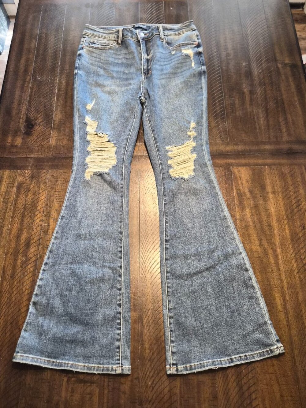 Judy Blue Flare Jeans Women's Size 13/31 Blue Denim High Rise Stretch Boho G902